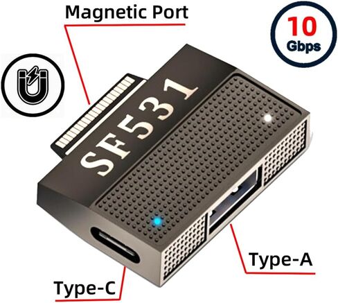 Xiwai USB3.1 Type-A & Type-C USB-C 15 فولت إلى محول شحن البيانات المغناطيسي SF532 لـ Surface Pro9 Pro8 Pro7 Pro6 Pro X Go Book in Kuwait