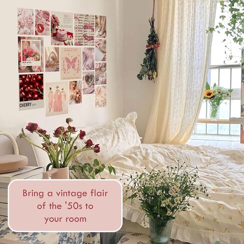 EXCOOL CLUB Coquette Room Decor - Pink Coquette Posters for Room Aesthetic, Vintage Coquette Wall Art Prints, Coquette Pictures Wall Decor for Girl Dorm Bedroom (Unframed) in Kuwait