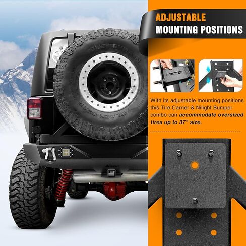 Nilight Rear Bumper & Spare Tire Rack & Hitch Receiver w/2 LED Lights Compatible for 2007-2018 Jeep Wrangler JK for 2007-2018 Jeep Wrangler JK & Unlimited in Saudi Arabia