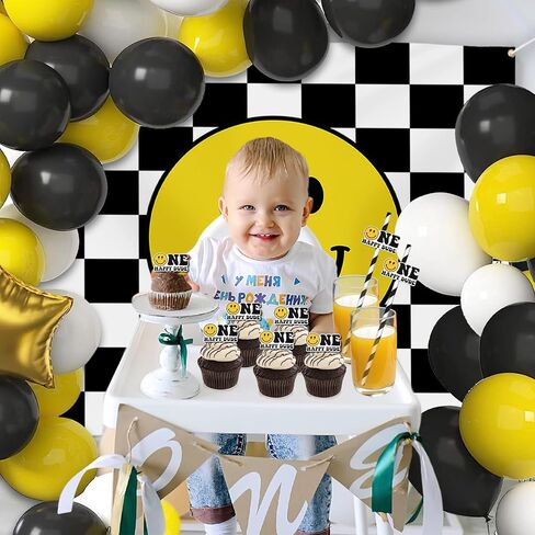 Konsait One Happy Dude Disposable Paper Drinking Straws Cake Toppers One Cool Dude Birthday Decorations for 1st Year Birthday decorations Party in Saudi Arabia