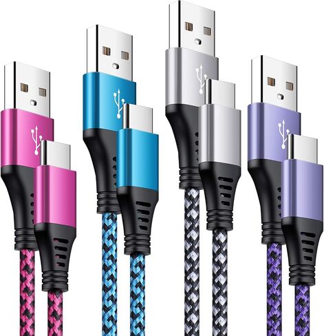 كابل USB من النوع C شحن سريع، [4 عبوات بطول 6 أقدام] سلك شحن سريع مجدول من النايلون USB-A إلى USB-C لهاتف Google Pixel 8Pro/8/7a/7Pro/6/5/4/3، Samsung Galaxy S23/S21/ S22، Z Fold 5 4/Flip 5/A34/A24، Moto G Stylus in Saudi Arabia