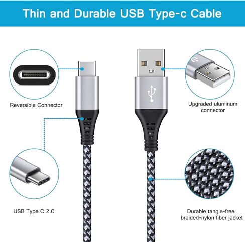 كابل USB من النوع C شحن سريع، [4 عبوات بطول 6 أقدام] سلك شحن سريع مجدول من النايلون USB-A إلى USB-C لهاتف Google Pixel 8Pro/8/7a/7Pro/6/5/4/3، Samsung Galaxy S23/S21/ S22، Z Fold 5 4/Flip 5/A34/A24، Moto G Stylus in Saudi Arabia