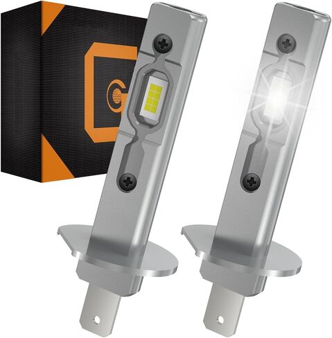 H1 LED Bulb, Upgrade +800% Brighter 30000LM 120W, High and Low Beam, 6500K Cool White, 1:1 Mini Size Plug and Play, Non-Polarity, Fanless H1 LED Fog Lights, Pack of 2 in Saudi Arabia