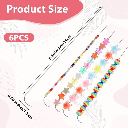 YUXIANLB 6 Pcs Curved Beading Needles, 5.4 Inches Stainless Steel Bead Spinner Needles, Big Eye Beading Needles Curved Sweing Needles Tools for Jewelry Making (Silver) in Saudi Arabia