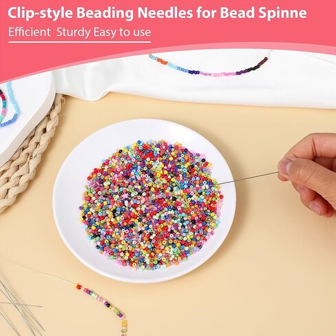 YUXIANLB 6 Pcs Curved Beading Needles, 5.4 Inches Stainless Steel Bead Spinner Needles, Big Eye Beading Needles Curved Sweing Needles Tools for Jewelry Making (Silver) in Saudi Arabia