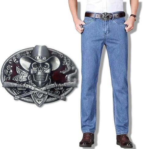 إبزيم حزام جمجمة على الطراز الغربي - أحزمة رعاة البقر للرجال والنساء، مثالية لإضافة لمسة جريئة إلى ملابسك in Kuwait