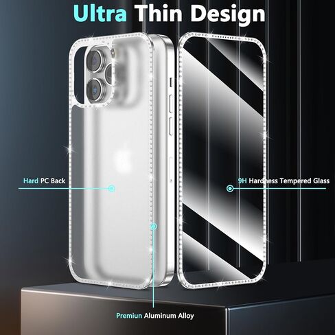 حافظة YWXTW لامعة بالكامل لهاتف iPhone 14 Pro Max، [واقي شاشة مدمج + واقي عدسة الكاميرا] غطاء ممتص الصدمات الصلب المصنوع من حجر الراين الماسي اللامع 14 Pro Max للنساء والفتيات (أسود) in Kuwait