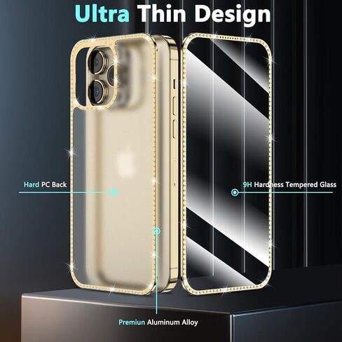 حافظة YWXTW لامعة بالكامل لهاتف iPhone 14 Pro Max، [واقي شاشة مدمج + واقي عدسة الكاميرا] غطاء ممتص الصدمات الصلب المصنوع من حجر الراين الماسي اللامع 14 Pro Max للنساء والفتيات (أسود) in Saudi Arabia