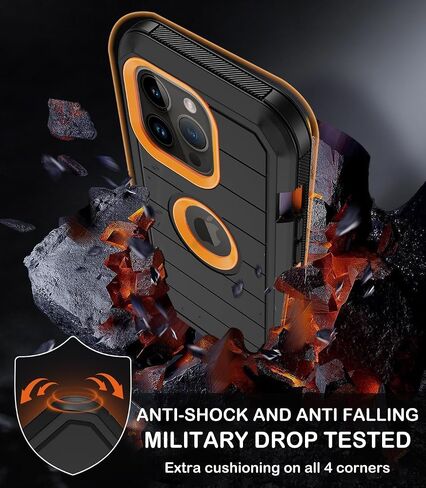 Compatible with iPhone 13 Pro Case with Belt Clip Holster & Kickstand,Built-in Screen Protector,Heavy Duty Shockproof Drop Protection Military Grade Full Body Rugged Phone Cover 6.1 Inch (Black) in Saudi Arabia