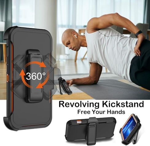 Compatible with iPhone 13 Pro Case with Belt Clip Holster & Kickstand,Built-in Screen Protector,Heavy Duty Shockproof Drop Protection Military Grade Full Body Rugged Phone Cover 6.1 Inch (Black) in Saudi Arabia