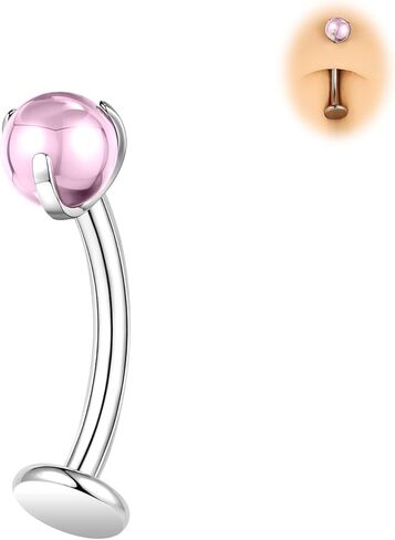 حلقات البطن من BodyAce ASTM F136 من التيتانيوم، 14 جرام أزرار بطن ملولبة داخليًا، 6/8/10/12/14 مم مجوهرات ثقب البطن ذات الظهر المسطح in Kuwait