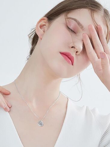 1CT Moissanite Floating Diamond Necklace Moissanite Necklace for Women 14K Gold Plated Sterling Silver Dancing Diamond Pendant Necklace Birthday Christmas Gifts for Her Mom Wife, 18+2 Inch in Saudi Arabia
