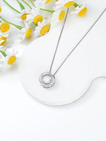 1CT Moissanite Floating Diamond Necklace Moissanite Necklace for Women 14K Gold Plated Sterling Silver Dancing Diamond Pendant Necklace Birthday Christmas Gifts for Her Mom Wife, 18+2 Inch in Saudi Arabia