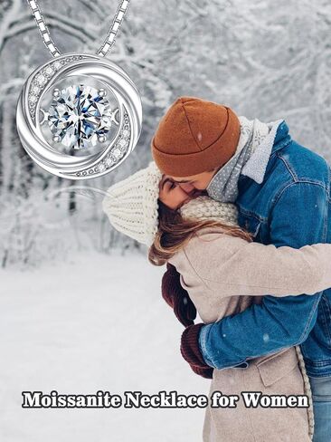 1CT Moissanite Floating Diamond Necklace Moissanite Necklace for Women 14K Gold Plated Sterling Silver Dancing Diamond Pendant Necklace Birthday Christmas Gifts for Her Mom Wife, 18+2 Inch in Saudi Arabia