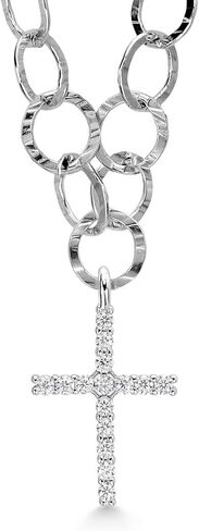 Gem Stone King Made In Italy 925 Sterling Silver 18 Inch Link Chain Necklace with Lab Grown Diamond or Moissanite Infinity Cross Hamsa or Yin and Yang Pendant in Saudi Arabia