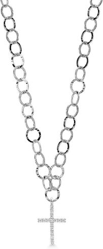Gem Stone King Made In Italy 925 Sterling Silver 18 Inch Link Chain Necklace with Lab Grown Diamond or Moissanite Infinity Cross Hamsa or Yin and Yang Pendant in Saudi Arabia
