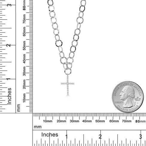 Gem Stone King Made In Italy 925 Sterling Silver 18 Inch Link Chain Necklace with Lab Grown Diamond or Moissanite Infinity Cross Hamsa or Yin and Yang Pendant in Saudi Arabia