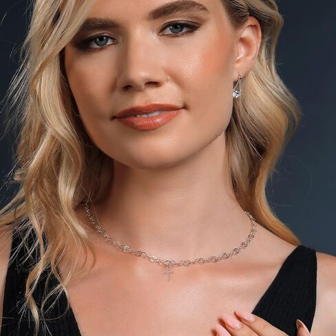 Gem Stone King Made In Italy 925 Sterling Silver 18 Inch Link Chain Necklace with Lab Grown Diamond or Moissanite Infinity Cross Hamsa or Yin and Yang Pendant in Saudi Arabia