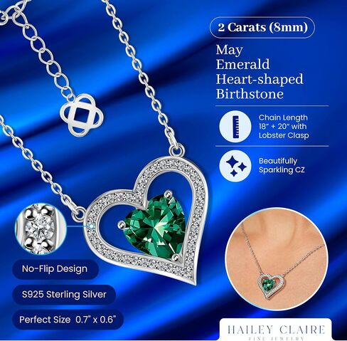 HCJ Rhodium-Plated Silver Heart Necklace Gift for Women Crystal Pendant Mom Necklace with Heart Pendant Birthstone Necklace for Women Gift in Saudi Arabia