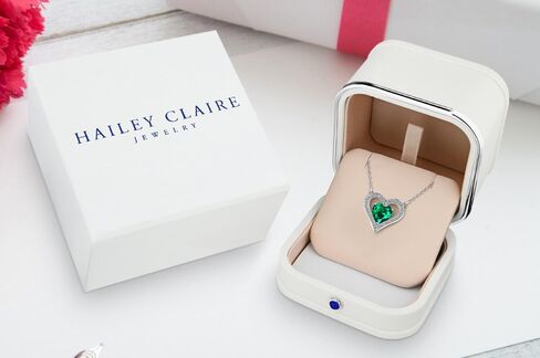 HCJ Rhodium-Plated Silver Heart Necklace Gift for Women Crystal Pendant Mom Necklace with Heart Pendant Birthstone Necklace for Women Gift in Saudi Arabia