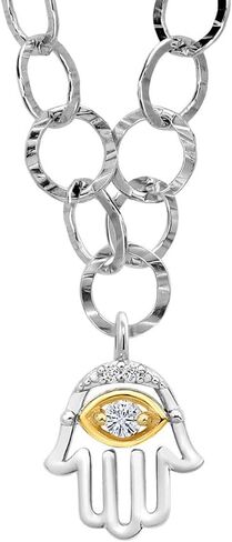 Gem Stone King Made In Italy 925 Sterling Silver 18 Inch Link Chain Necklace with Lab Grown Diamond or Moissanite Infinity Cross Hamsa or Yin and Yang Pendant in Saudi Arabia