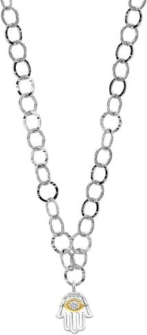 Gem Stone King Made In Italy 925 Sterling Silver 18 Inch Link Chain Necklace with Lab Grown Diamond or Moissanite Infinity Cross Hamsa or Yin and Yang Pendant in Saudi Arabia