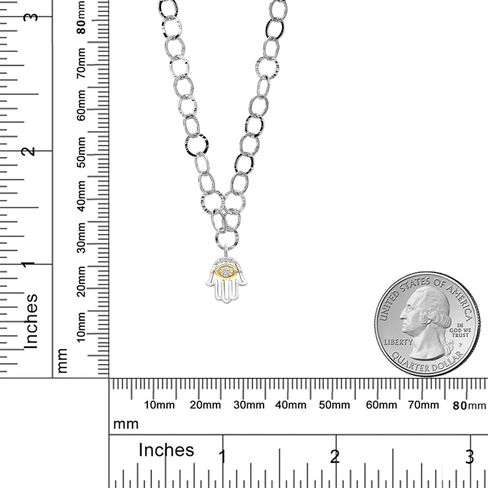 Gem Stone King Made In Italy 925 Sterling Silver 18 Inch Link Chain Necklace with Lab Grown Diamond or Moissanite Infinity Cross Hamsa or Yin and Yang Pendant in Saudi Arabia