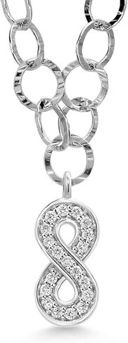 Gem Stone King Made In Italy 925 Sterling Silver 18 Inch Link Chain Necklace with Lab Grown Diamond or Moissanite Infinity Cross Hamsa or Yin and Yang Pendant in Saudi Arabia