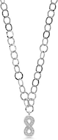 Gem Stone King Made In Italy 925 Sterling Silver 18 Inch Link Chain Necklace with Lab Grown Diamond or Moissanite Infinity Cross Hamsa or Yin and Yang Pendant in Saudi Arabia