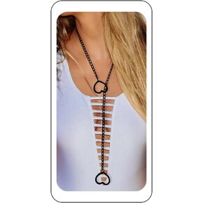 القلب O-حلقة زلة سلسلة قلادة، الشرير الصخرة الكوبية قلادة طويلة مجوهرات للنساء، قابل للتعديل الوهق الفولاذ المقاوم للصدأ Y-قلادة الرجال حجم 24 و 28 و 32 و 36 in Kuwait