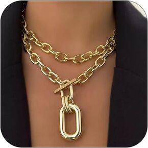 Boho Chunky Choker Necklace Gold Chunky Statement Necklace Gold Cuban Link Chain Chunky Chain Necklace Gold Statement Necklace for Women in Saudi Arabia