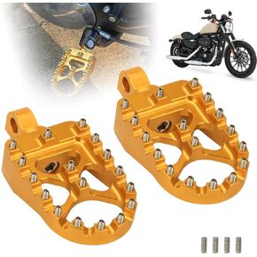 CNC Motorcycle Foot Pegs Wide Footpegs 360° Roating MX Foot Pegs Chopper Bobber Style Compatible with Harley Dyna Fatboy Sportster Iron 883,Black