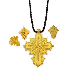 Ethiopian Jewelry for Women Set Ethiopian Eritrean Jewelry Set for Women Ethiopian Cross Jewelry Sets Necklace Earrings Ring African Eritrean Wedding Accessories