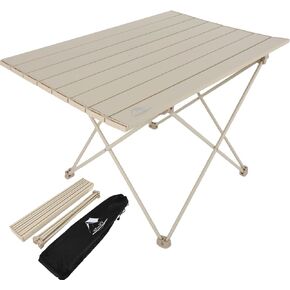 Portable Camping Table,Folding Side Table Aluminum Top for Camping Hiking Backpacking Outdoor Picnic（27" D x 18" W x 16" H，Off White）
