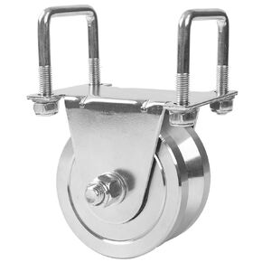 Heavy Duty 4" Slide Gate V-Groove Wheel Dual Bearing Bolted External Mount Bracket Cradle Solid Steel for Inverted V-Shape Sliding Rolling Track Gates up to 3000lbs Capacity – NO Welding