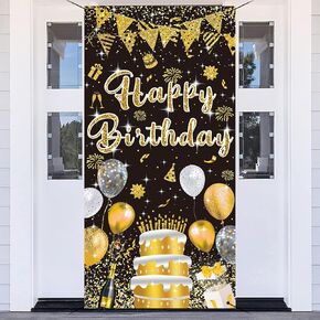 3x6ft Colorful Kids Birthday Party Door Banner Children Newborn Baby Shower Happy Birthday Background Balloons Candy Bar Gifts Backdrops Kids Celebration Party Decor