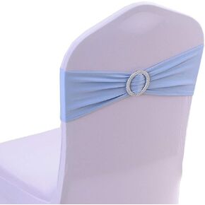 Joe&Lory 10 Pcs Stretch Spandex Chair Sashes Bands with Buckle Slider Sashes Bowfor Wedding Party Decoration Soft Sashes (Baby Blue)