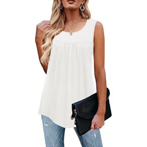 TECREW Womens Sleeveless Active Tank Tops Ruffle Loose Tunic Blouse Shirt in Kuwait