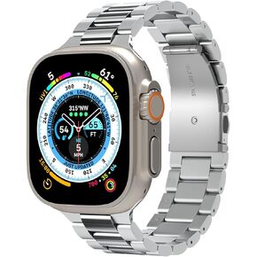 Spigen Modern Fit 316L Designed For Apple Watch Band for Apple Watch Ultra2/Apple Watch Ultra 49mm, Series 9/8/SE2/7/6/SE/5/4/3/2/1 45mm/44mm/42mm - Silver