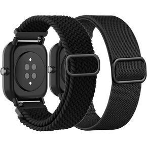 Braided Stretchy Nylon Watch Bands Compatible with Amazfit GTS/GTS 2/GTS 2 mini/GTS 2e/GTS 3/GTS 4/GTS 4 mini, Loop Elastic Fabric Straps for Amazfit Bip U Pro/Bip 3 Pro/Bip Lite Women Men