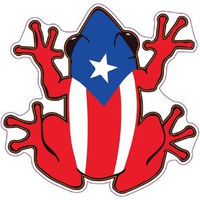 Puerto Rican Flag Frog Vinyl Decal - Tree Frog Bumper Sticker - Proud Puerto Rico Sticker