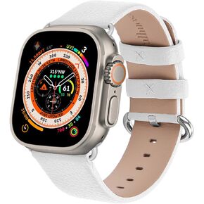Fullmosa Compatible Apple Watch Band 49/45/44/42/41/40/38mm Premium Genuine Leather Replacement Strap, Compatible with Apple Watch SE Series ultra 2/9/8/7/6/5/4/3/2/1 for Men and Women