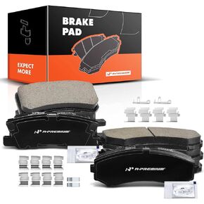 A-Premium Front & Rear Ceramic Disc Brake Pads Set Compatible with Select Mitsubishi Models - Endeavor 2004-2008/2010-2011, Montero 2000-2006, with Hardware, 8-PC Set