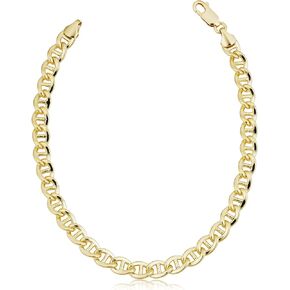 Solid 14k Yellow Gold Mariner Link Bracelet for Men and Women (6 mm, 8.5 inch)