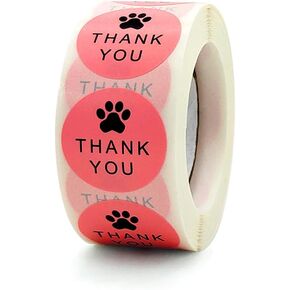 Thank You Stickers Small Business 500 Pcs Per Roll 1 Inch Dog Paw Design Thank You Sticker Labels for Small Business Envelope Seals, Packaging Online Retailers Boutiques Shops