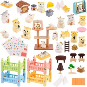 Hamster Figures Playset Toy 43 Pack Pet Pretend Play Toys Realistic Hamster Figurines Toys Plastic Hamster Care Role Play EduDogional Learning Playset Home Party Supplies Cake Toppers in Kuwait