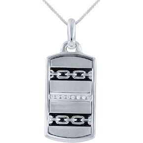 قلادة سول بوكس ​​للرجال من الفضة الإسترليني عيار 925 والألماس مع سلسلة فضية in Kuwait