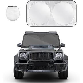 مظلة شمسية للزجاج الأمامي للسيارة، درع نافذة أمامية قابل للطي يحجب 99% من الأشعة، مظلة شمسية عاكسة للحماية الداخلية التلقائية من الشمس، إكسسوارات السيارة تحافظ على برودة سيارتك (29 بوصة × 59 بوصة، متوسط) in Kuwait