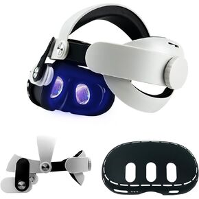 2 in 1 Accessoris Set for Meta Quest 3, JDGPOKOO Adjustable Elite Head Strap with Silicone Shell Protective Cover, Comfort Strap Headset VR Accessories Bundle Compatible with Oculus Quest 3