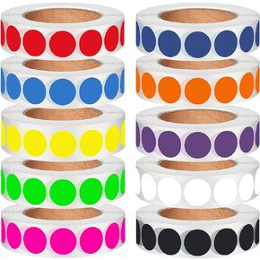 3/4 inch 10000pcs Colored Dot Stickers Color Dot Stickers Color Circle Stickers Round Stickers Colored Sticker Dots Color Coding Labels 10 Colors for Inventory Organized File Classification